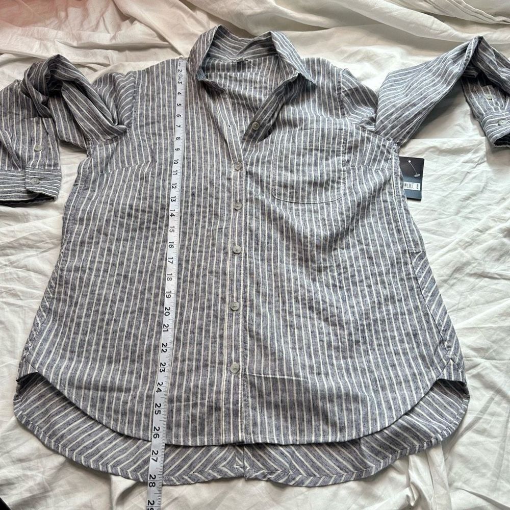 Lucky Brand Womens Striped Chambray Top Large Modern Casual Minimalist NWT - Picture 9 of 13